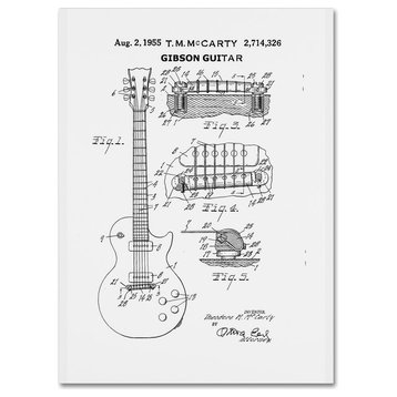 'Mccarty Gibson Guitar Patent, 1955, White' Canvas Art by Claire Doherty
