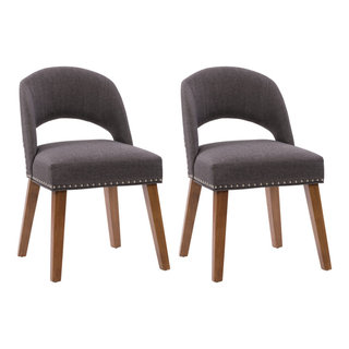 CorLiving Tiffany Upholstered Dining Chair With Wood Legs Set of