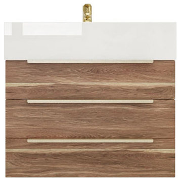 Madison 24" Wall Mounted Vanity with Reinforced Acrylic Sink, White Oak