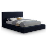 Meridian Furniture - Dorian Upholstered Bed, Navy, King, Velvet - Add a touch of refined luxury with a modern edge to your bedroom with the Dorian navy velvet upholstered king bed. The soft velvet upholstery offers a smooth, inviting feel, while the low-profile design adds a contemporary twist. This bed is ideal for creating a chic, serene space to unwind and relax.
