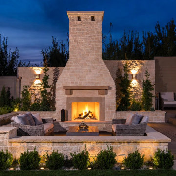 Fireplace w/ sitting area + Walls