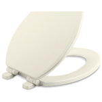 Kohler - Kohler Ridgewood Quiet-Close Elongated Toilet Seat, Biscuit - This Ridgewood toilet seat has simple lines to complement a variety of traditional toilet designs. Made of compression-molded wood for a substantial look and feel, the seat fits most elongated one- or two-piece toilets. Quiet-Close technology makes for a quieter bathroom environment.