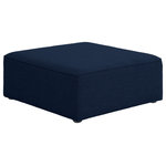 Meridian Furniture - Cube Upholstered Modular Component, Navy, Linen Texured Fabric, Ottoman - Treat yourself to some long overdue "me time" when you're seated on this Cube Modular Ottoman. This beautiful modular unit is both eye-catching and elegant, features durable linen textured upholstery in a soft navy color that meshes well with nearly any existing color scheme. Pair this modular Ottoman with other items in the same collection to create an unlimited number of combinations and enjoy the custom seating arrangement of your dreams. Latches underneath make it easy to attach pieces to one another.