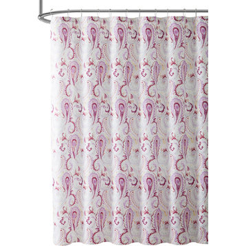 Toulouse Purple Pink Paisley Fabric Shower Curtain for Bathroom