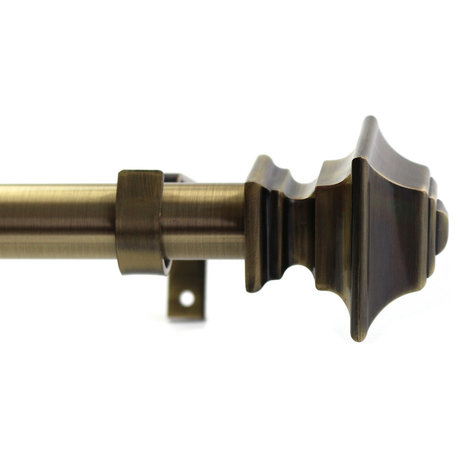 1" Pila Drapery Curtain Rod, 48"-84", Antique Brass