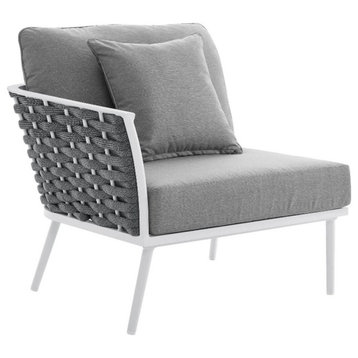 Modway Stance Modern Fabric & Aluminum Outdoor Left-Facing Armchair in Gray
