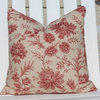 Cottage Cotton Pillow Cover With Flowers, Red, No Insert
