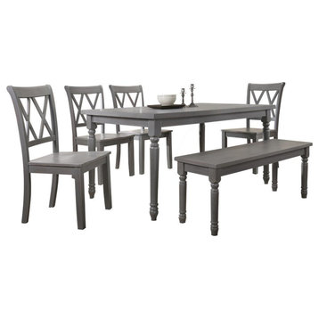 Paige 6-Piece Luxembourg Dining Set With Bench