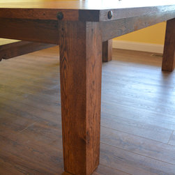 Reclaimed Oak Wood Dining Table with Matching Bench - Dining Tables