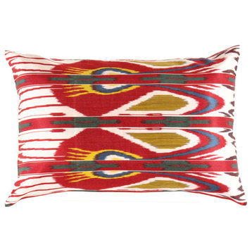 Turkish Multi Color Silk Ikat Pillow 16''x24''