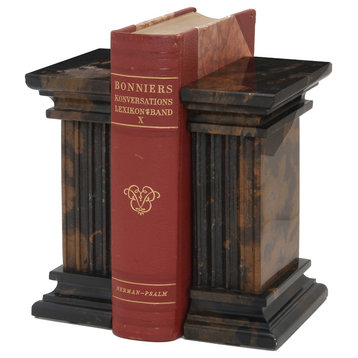 Renaissance Collection Black and Gold Marble Bookends