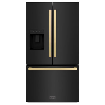 ZLINE 36" Standard Depth Refrigerator With Water, Black RSMZ-W36-BS-FCB