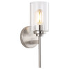 Juno 13" 1-Light Farmhouse Industrial Iron Cylinder LED Vanity, Nickel/Clear