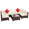 Rattan Wicker Outdoor Sectional Furniture 7-Piece Set, Brown