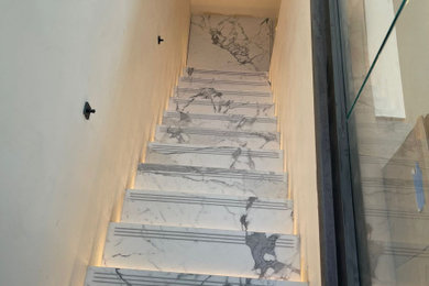 Inspiration for a mid-century modern staircase remodel in San Francisco