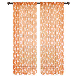 Transitional Curtains May Sheer Curtain Panels, Set of 2, Terra-Cotta