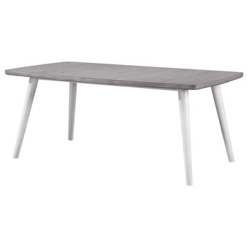 Cusick 72" Rectangular Farmhouse Dining Table, White and Gray Wood
