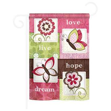 Welcome Butterfly Floral 2-Sided Impression Garden Flag