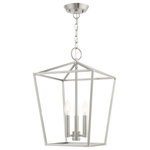 Livex Lighting - Devone 3 Light Brushed Nickel Lantern - The Devone collection hints at a casual vibe. This three light square frame lantern is shown in a brushed nickel finish. It will be a great feature in your modern loft or cabin as well as any transitional style interior.