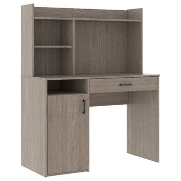 Sauder Beginnings Engineered Wood Desk w/ Hutch in Silver Sycamore/Brown Finish