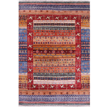 4' 3" X 6' 1" Tribal Persian Gabbeh Handmade Wool Rug - Q14344
