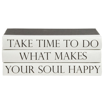 3 Piece Make Your Soul Happy Quote Decorative Book Set