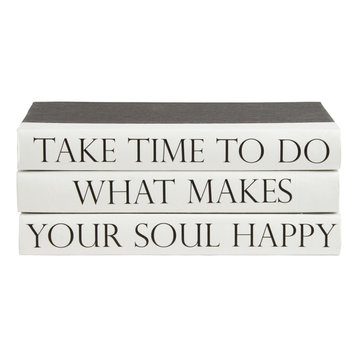 3 Piece Make Your Soul Happy Quote Decorative Book Set