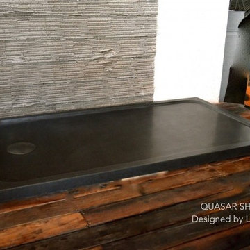 BLACK GRANITE SHOWER BASE 60"x34" -QUASAR SHADOW