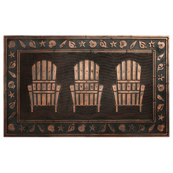 Black, Gold Moulded Adirondack Chair Rubber Doormat, 18"x30"