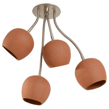 LED Bouquet: Ceiling Light with Four Ceramic Shades, Brown