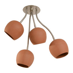 lightexture - LED Bouquet: Ceiling Light with Four Ceramic Shades, Brown - Flush-mount Ceiling Lighting