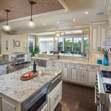 Entertainment Kitchen DreamTraditional Kitchen cabinetry and island with granite