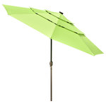 Yescom - Yescom UV70+ 3-Tiers 11ft Solar Powered LED Patio Umbrella with Crank Tilt - Features: