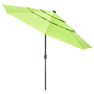 Yescom UV70+ 3-Tiers 11ft Solar Powered LED Patio Umbrella with Crank Tilt