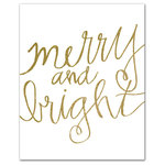 DDCG - Gold Merry and Bright Canvas Wall Art, 8"x10", Unframed - Spread holiday cheer this Christmas season by transforming your home into a festive wonderland with spirited designs. This Gold "Merry and Bright" Canvas Print makes decorating for the holidays and cultivating your Christmas style easy. With durable construction and finished backing, our Christmas wall art creates the best Christmas decorations because each piece is printed individually on professional grade tightly woven canvas and built ready to hang. The result is a very merry home your holiday guests will love.
