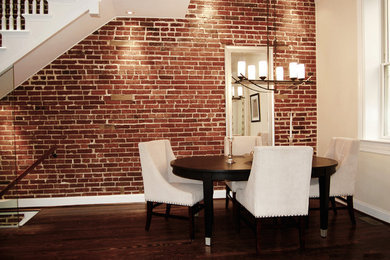 Inspiration for a small modern dining room in DC Metro with dark hardwood floors.