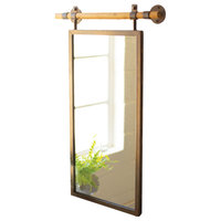 31" Minimalist Metal Frame Wall Mirror Rustic Mounted Suspended Vanity Hanger