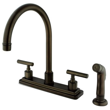 Double Handle 8" Kitchen Faucet with Non-Metallic Sprayer KS8795CML