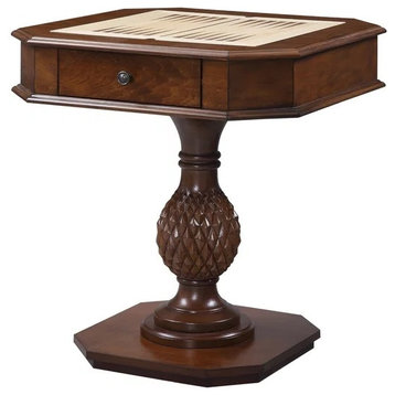 Classic Game Table, Unique Pedestal Base and 3 in 1 Reversible Game Tray, Cherry