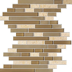Glossy Light and Dark Brown with Cream Marble Random Brick Pattern Mosaic Tiles - Home Decor