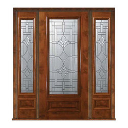 Prehung Side lights Door 80 Wood Alder Marsala 1 Panel 3/4 Lite Glass - Front Doors