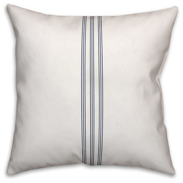 Blue Flour Sack Stripes 18x18 Throw Pillow