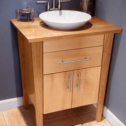 Contemporary bathroom vanity pedestal with a wood top - Bathroom Vanities And Sink Consoles