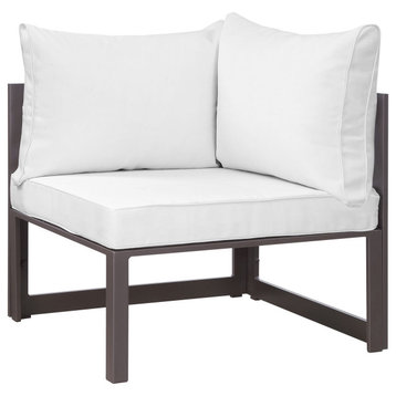 Fortuna Corner Outdoor Aluminum Sectional Sofa, Brown White
