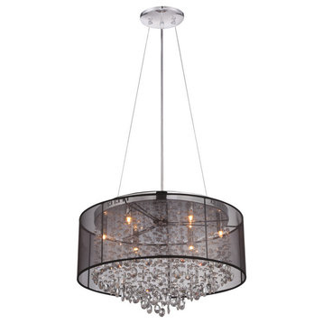 Riverside Dr. 6-Light Dual Mount with Flush & Hanging in Black Organza Silk