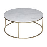 Kensal Marble Round Coffee Table, Brass Base