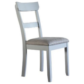 Side Chair Set of 2, 2 Tone Gray Fabric, Pearl Gray Finish