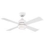 Fanimation - Kwad, 44" Matte White With Matte White Blades and LED Light Kit - Fanimation continues to elevate the style you've come to know with Kwad.  This ceiling fan will add the perfect touch to your space with its four blade design and LED light kit.  Kwad includes a handheld remote control and is smarthome compatible when combined with the optional WiFi receiver.
