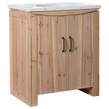 Wallace Solid Fir Single-Sink Vanity, 30", White Top