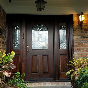 Wood Doors with Decorative Glass